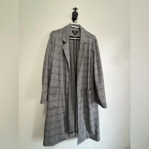 Michel Studio Black and White Plaid Open Front Coat